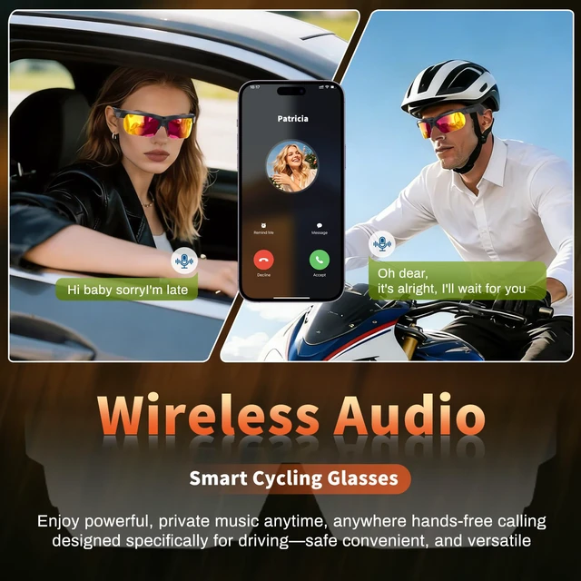 Alt view image 3 of 7 - Smart Cycling Glasses with 20MP Camera, AI Voice Assistant & Real-World Recognition, EIS Anti Bluetooth Audio Sunglasses, Sports Camera Glasses for Outdoor Activity Men Women (Purple & Yellow Lens)