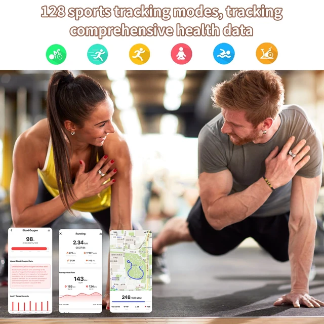 Alt view image 3 of 7 - Smart Ring for Women & Men - Health & Fitness Tracker with Heart Rate, Blood Oxygen, Sleep Monitoring, 128 Sports Modes, IP68 Waterproof, Gesture Control, No Subscription Fees (7#)
