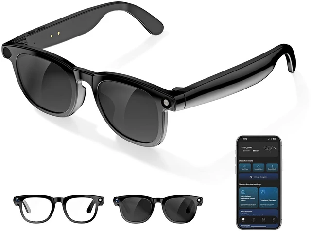 Main image of AI Smart Glasses with Camera, 4K Photos & 1080P Video,Real-Time Translation, Bluetooth 5.3, Assistant Conversation, Suitable for Vlogging,Cycling, Hiking Travel, Business