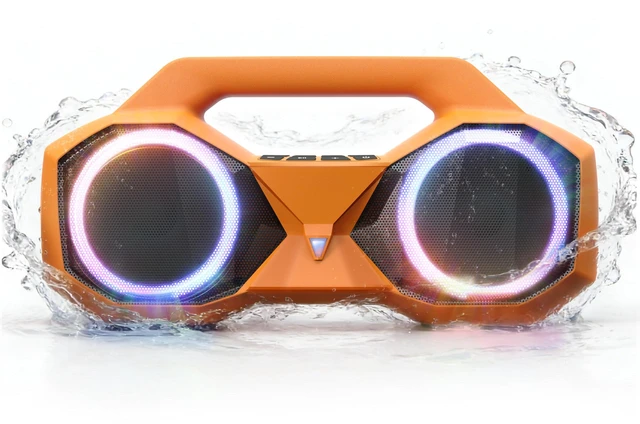 Main image of Bluetooth Speaker Outdoor Loud: 80W(Peak) with Bass, Portable Wireless Speaker with IPX7 Waterproof, 20H Playtime, RGB Lights, TWS for Outside, Beach, Work (Orange)