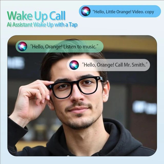 Alt view image 6 of 7 - AI Smart Glasses with Camera, 4K Photos & 1080P Video,Real-Time Translation, Bluetooth 5.3, Assistant Conversation, Suitable for Vlogging,Cycling, Hiking Travel, Business