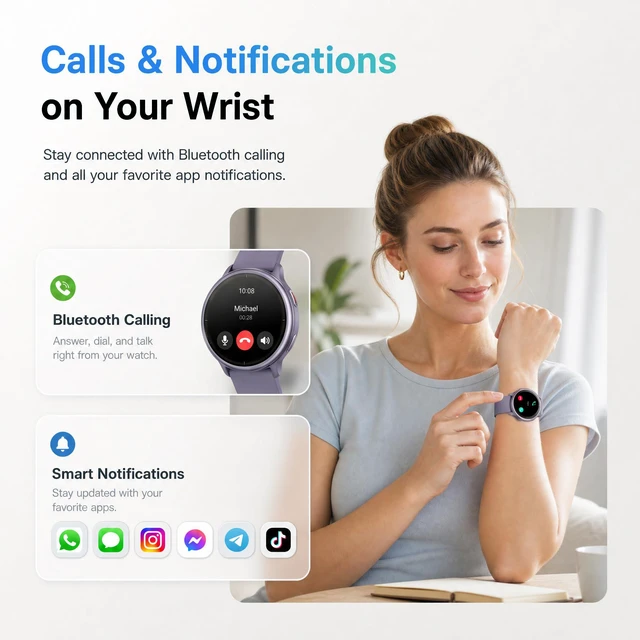 Alt view image 2 of 7 - Smart Watch for Women (Answer/Make Call), 1.65" HD Fitness Tracker with Heart Rate/SpO2/Sleep Monitor, Pedometer, 110+ Sports Modes, 3ATM Waterproof, 7-Day Battery, for iOS Android