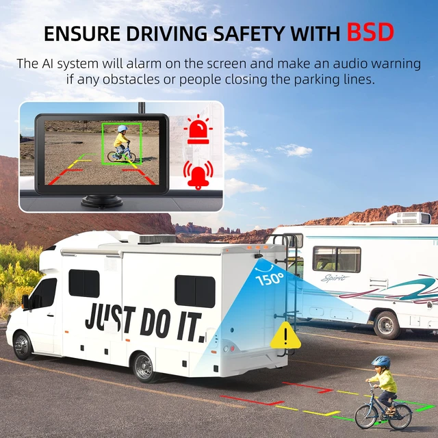 Alt view image 6 of 7 - Magnetic Solar Wireless Backup Camera: HD1080P 7 Touchscreen Portable with DVR, BSD, 1-Min Install-Free IR Night Vision Hitch Backup Camera for Trailer/Truck/Small RV/Camper/Tractor-AWTCM701