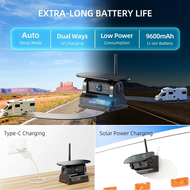 Alt view image 4 of 7 - Magnetic Solar Wireless Backup Camera: HD1080P 7 Touchscreen Portable with DVR, BSD, 1-Min Install-Free IR Night Vision Hitch Backup Camera for Trailer/Truck/Small RV/Camper/Tractor-AWTCM701