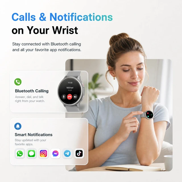 Alt view image 2 of 7 - Smart Watch for Men Women (Answer/Make Call), 1.65" HD Fitness Tracker with Heart Rate/SpO2/Sleep Monitor, Pedometer, 110+ Sports Modes, 3ATM Waterproof, 7-Day Battery, for iOS Android