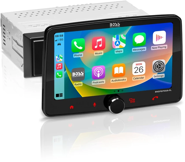 Main image of BVCP9700A-FL Single DIN Car Stereo Wireless Apple CarPlay, Android Auto, 7 Inch Touchscreen, Bluetooth, AM/FM Radio Receiver