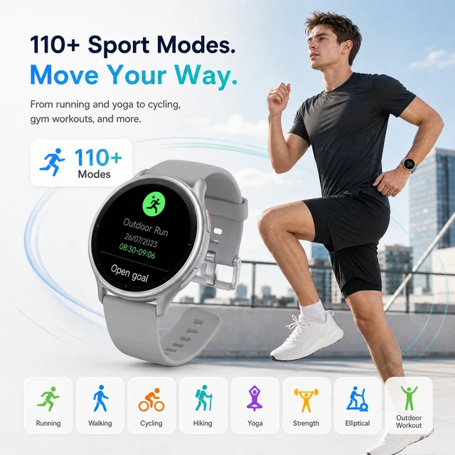 Alt view image 5 of 7 - Smart Watch for Men Women (Answer/Make Call), 1.65" HD Fitness Tracker with Heart Rate/SpO2/Sleep Monitor, Pedometer, 110+ Sports Modes, 3ATM Waterproof, 7-Day Battery, for iOS Android