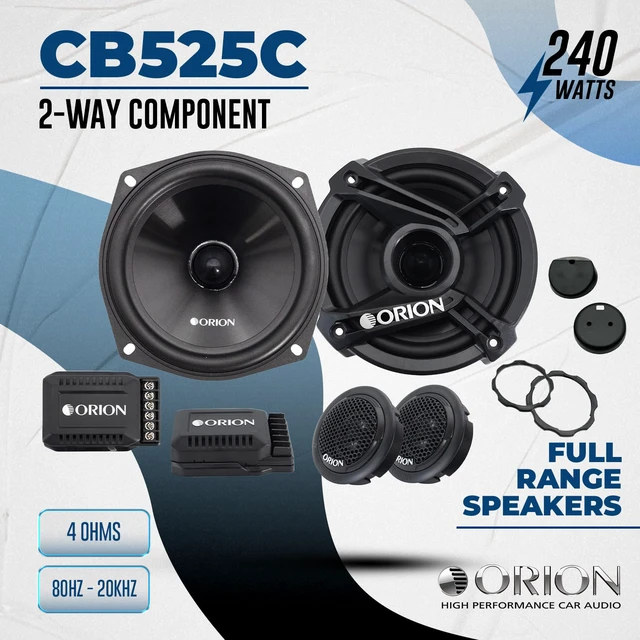 Alt view image 2 of 7 - Cobalt Series CB525C 2-Way Car Audio Component System - 5.25 Speakers, Full Range, Enhanced Bass, 240W, 4 Ohms, Easy Installation, 1 Silk Dome Tweeter, External Passive Crossover (Pair)