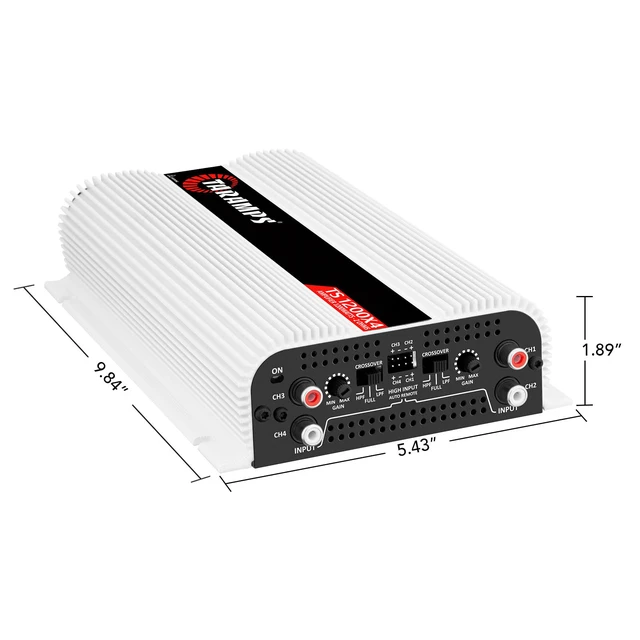 Alt view image 6 of 7 - Taramps TS 1200x4 Amplifier Car Audio 1200W RMS 2 Ohms 4 Channels 2 Bridged Channels, Full Range Crossover Fixed RCA/Wire Input - Multichannel Class D