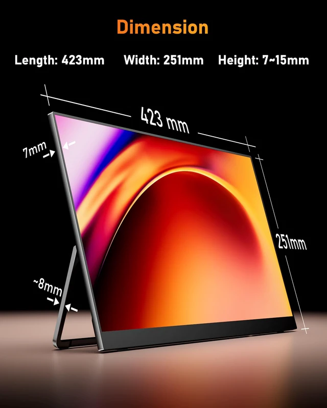 Alt view image 7 of 7 - Portable Monitor for Laptop 100Hz 18.5" FHD 1080P Screen IPS Display with USB Type C Port and Speakers with Smart Cover Metal Compatible with PC, MacBook, Xbox (Black)