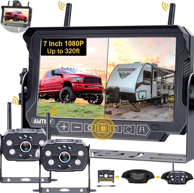 Main image of Wireless RV Backup Camera System - 2 HD 1080P Cameras with 7" Split-Screen Monitor,Compatible with Furrion Pre-Wired RVs,Loop Recording,Night Vision,Easy Install for Trailers Campers Trucks