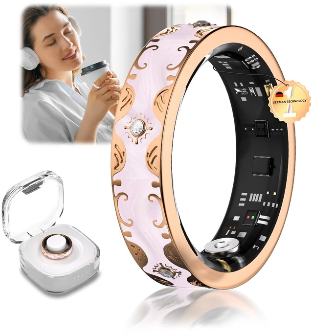 Main image of 6 Gen Diamond Smart Ring and Wireless Charging Case Industry Rank 1-0 Measurement Error 2026 Smart Ring for Women - Advanced Health Tracker for Wellness and Activity Tracking, Pink 10#