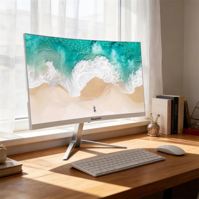 Alt view image 7 of 7 - 27" Curved Gaming Monitor, 180Hz/200Hz FHD 1920x1080 1800R Immersive VA Panel, 1ms Response Time, FreeSync, Built-in Speakers, HDMI, VESA Mountable, White