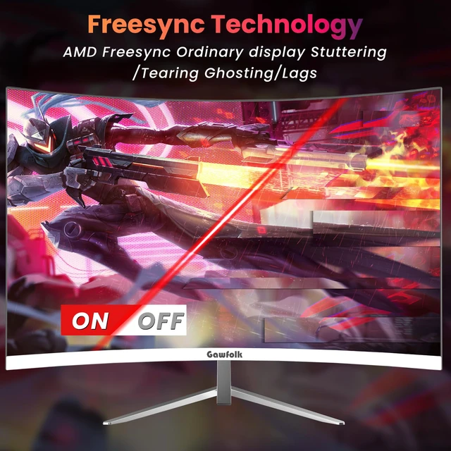 Alt view image 6 of 7 - 27" Curved Gaming Monitor, 180Hz/200Hz FHD 1920x1080 1800R Immersive VA Panel, 1ms Response Time, FreeSync, Built-in Speakers, HDMI, VESA Mountable, White