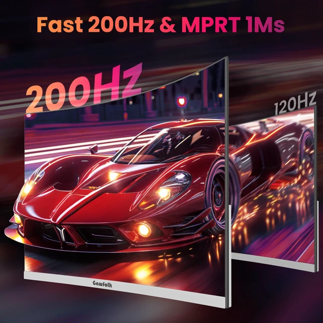 Alt view image 5 of 7 - 27" Curved Gaming Monitor, 180Hz/200Hz FHD 1920x1080 1800R Immersive VA Panel, 1ms Response Time, FreeSync, Built-in Speakers, HDMI, VESA Mountable, White