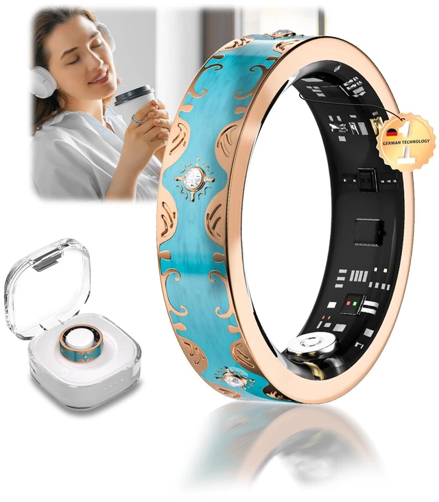 Main image of 6 Gen Diamond Smart Ring and Wireless Charging Case Industry Rank 1-0 Measurement Error 2026 Smart Ring for Women - Advanced Health Tracker for Wellness and Activity Tracking, Blue 8#