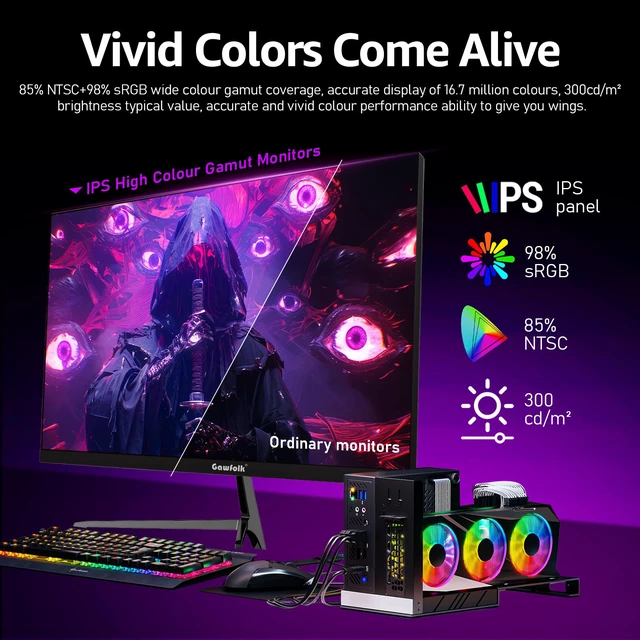 Alt view image 2 of 7 - Gaming Monitor 27 inch QHD IPS, PC Screen 120Hz 2K (2560×1440P), Ultra-Thin Zero Frame Computer Display for Home Office Business, DP, HDMI, Wall-Mounted