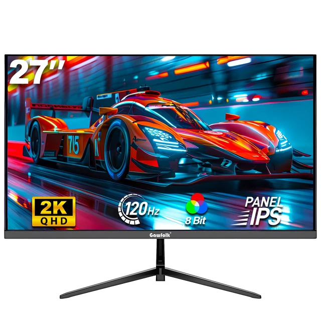 Main image of Gaming Monitor 27 inch QHD IPS, PC Screen 120Hz 2K (2560×1440P), Ultra-Thin Zero Frame Computer Display for Home Office Business, DP, HDMI, Wall-Mounted