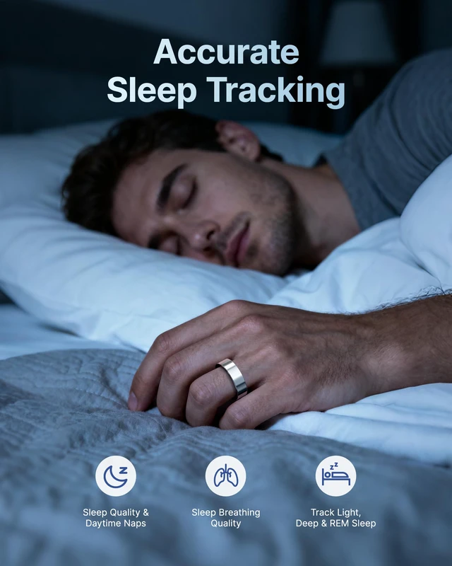 Alt view image 4 of 7 - Smart Ring for Women/Men, Fitness Tracker Ring with Call & Alarm Vibration, Heart Rate, Blood Oxygen, Sleep Tracker, Women Cycle Prediction, 5ATM Waterproof, No App Fees (Silver, 11#)