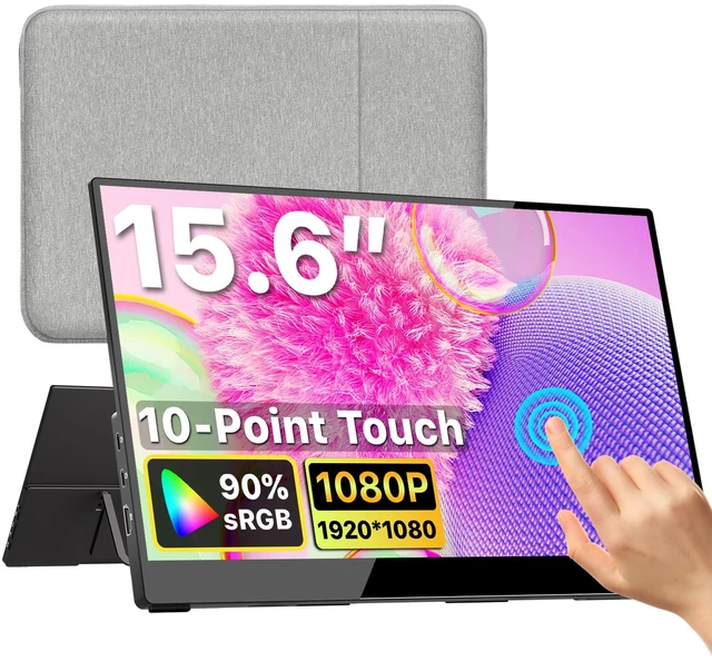 Main image of Portable Monitor for Laptop MacBook Surface PC Xbox PS5, Travel Monitor Second Screen for Laptop, HDMI USB-C VESA Compatible Built-in Speaker, 15.6inches