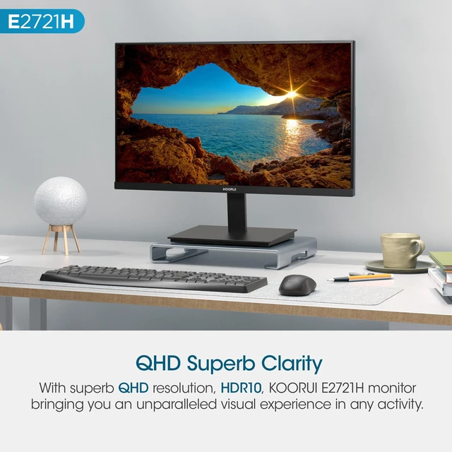 Alt view image 3 of 7 - 27 Inch QHD (2560x1440) IPS HDR Ultra-Thin Computer Gaming Monitor, 120Hz Refresh Rate, DCI-P3 95%, FreeSync & G-Sync, 1ms MPRT, VESA 100x100mm, Tilt Adjustable for Game and Work, E2721H