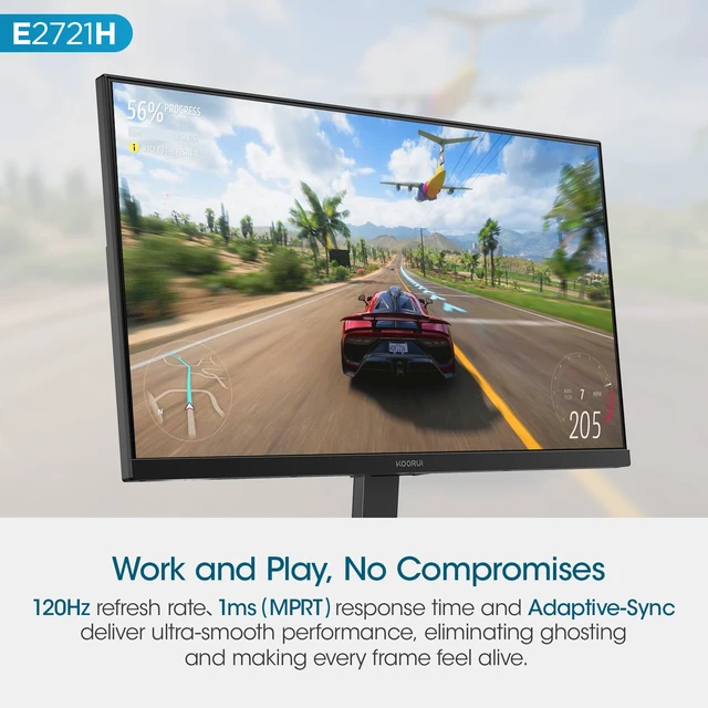 Alt view image 4 of 7 - 27 Inch QHD (2560x1440) IPS HDR Ultra-Thin Computer Gaming Monitor, 120Hz Refresh Rate, DCI-P3 95%, FreeSync & G-Sync, 1ms MPRT, VESA 100x100mm, Tilt Adjustable for Game and Work, E2721H