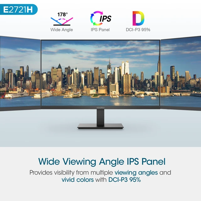 Alt view image 6 of 7 - 27 Inch QHD (2560x1440) IPS HDR Ultra-Thin Computer Gaming Monitor, 120Hz Refresh Rate, DCI-P3 95%, FreeSync & G-Sync, 1ms MPRT, VESA 100x100mm, Tilt Adjustable for Game and Work, E2721H