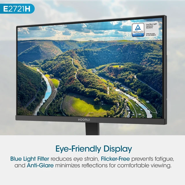 Alt view image 5 of 7 - 27 Inch QHD (2560x1440) IPS HDR Ultra-Thin Computer Gaming Monitor, 120Hz Refresh Rate, DCI-P3 95%, FreeSync & G-Sync, 1ms MPRT, VESA 100x100mm, Tilt Adjustable for Game and Work, E2721H