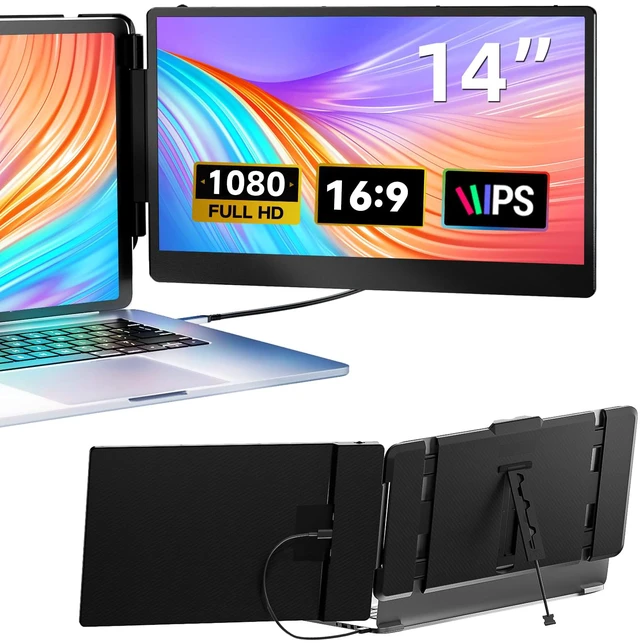 Main image of Laptop Screen Extender, 14" FHD 1080P IPS Dual Laptop Monitor Extender, Plug n Play Portable Travel Monitor for Laptops 13.3"-17" with HDMI/USB-A/Type-C, Compatible with Windows Mac Chrome Android