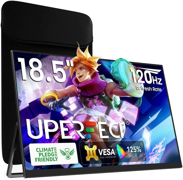 Main image of Portable Monitor 18.5 inch 120HZ 125% sRGB 1080P w/VESA & Stand, Large Portable Monitor FreeSync IPS HDR Gaming Display, HDMI USB C Travel Second Screen for Laptop MacBook