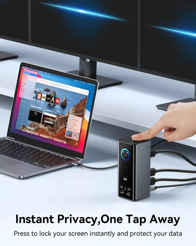 Alt view image 6 of 7 - Selore Laptop Docking Station, 4K Triple Display Docking Station 3 HDMI 2 DP, Smart LCD Digital Display, USB-C USB 3.0 Universal Dock for Windows MacBook macOS (Driver Required)