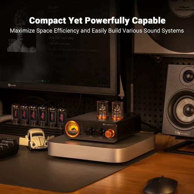 Alt view image 3 of 4 - MC331 Tube Integrated Amplifier with DAC, 2 Channel Home Audio Stereo Power Amp for HiFi Bookshelf Speakers/3.5mm Headphones, Vintage VU Meter Preamp with Bluetooth and USB/Opt/Coax/RCA