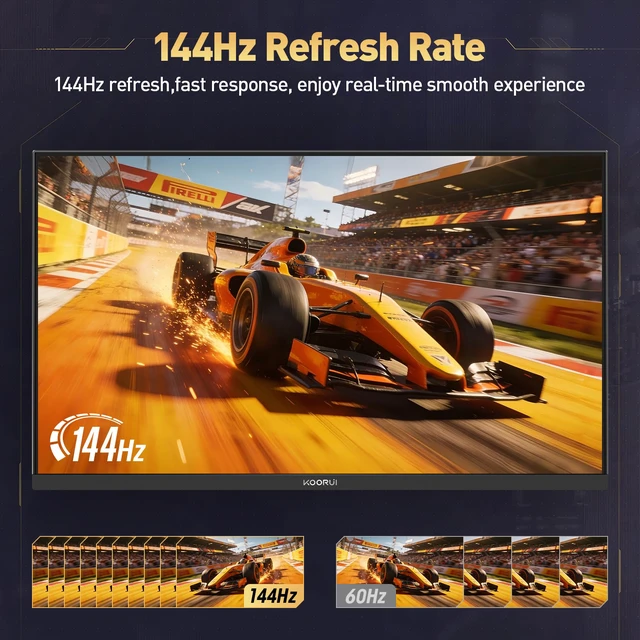 Alt view image 2 of 7 - 24 Inch Gaming Monitor 144Hz Full HD 1920 x 1080p IPS Ultra-Slim Display with HDMI VGA, Adaptive Sync, 99% SRGB, VESA 100x100mm, Eye Care, Tilt, HDMI 2.0, Black, E2411K