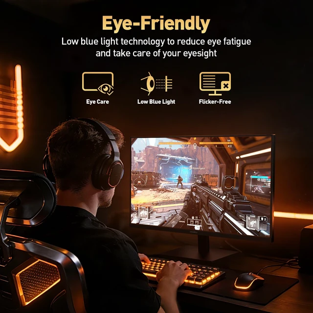 Alt view image 6 of 7 - 24 Inch Gaming Monitor 144Hz Full HD 1920 x 1080p IPS Ultra-Slim Display with HDMI VGA, Adaptive Sync, 99% SRGB, VESA 100x100mm, Eye Care, Tilt, HDMI 2.0, Black, E2411K