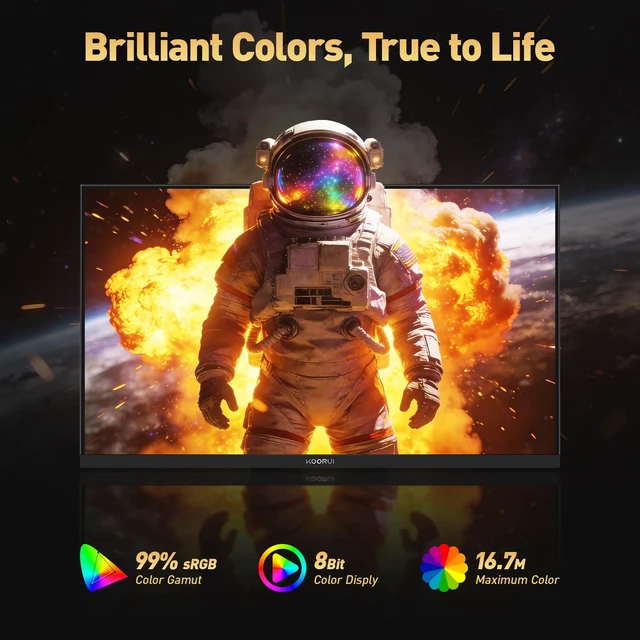 Alt view image 5 of 7 - 24 Inch Gaming Monitor 144Hz Full HD 1920 x 1080p IPS Ultra-Slim Display with HDMI VGA, Adaptive Sync, 99% SRGB, VESA 100x100mm, Eye Care, Tilt, HDMI 2.0, Black, E2411K
