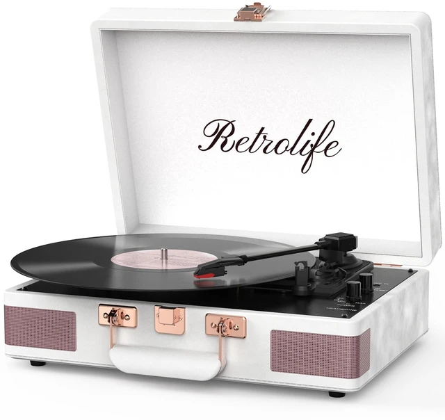 Main image of Record Player 3 Speed Bluetooth Portable Suitcase Vinyl Player with Built-in Speakers Turntable Enhanced Audio Sound PU Leather Vintage Turntable