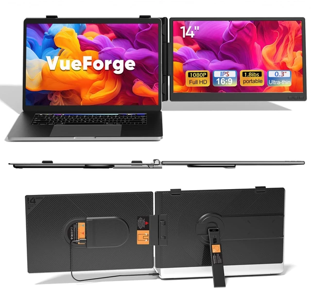 Main image of Laptop Screen Extender, 14" FHD 1080P Dual Screen Monitor for Laptop Ultra-Light Portable Monitor with USB-C/HDMI, Plug & Play for Windows/Mac/Chrome/Android