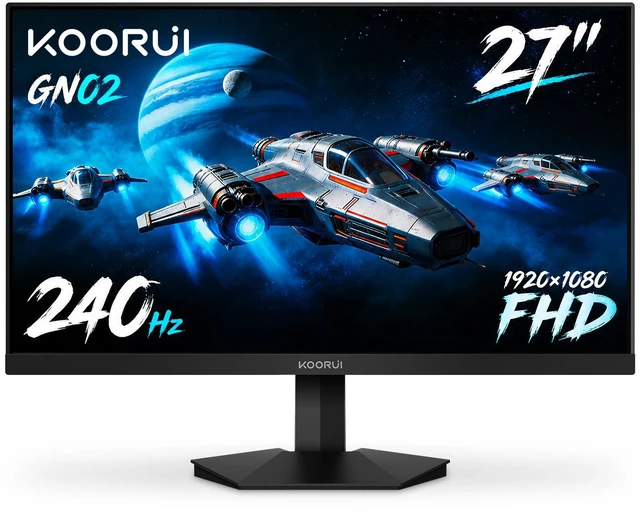 Main image of 27" FHD 1080p Gaming Monitor 240Hz 1ms, FreeSync Premium, G-SYNC Compatible, 95% DCI-P3, DisplayPort 1.4, HDMI 2.0, VESA Mount, Tilt Adjustable, Black, GN02