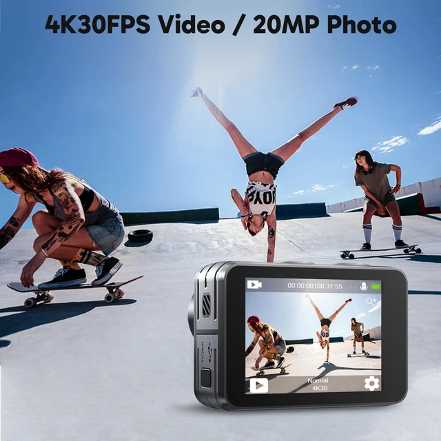 Alt view image 2 of 4 - Brave 7 LE 4K30FPS 20MP WiFi Action Camera with Touch Screen EIS 2.0 Zoom Remote Control 131Feet Waterproof Underwater Camera Dual Color Screens Support External Microphone Vlog Camera