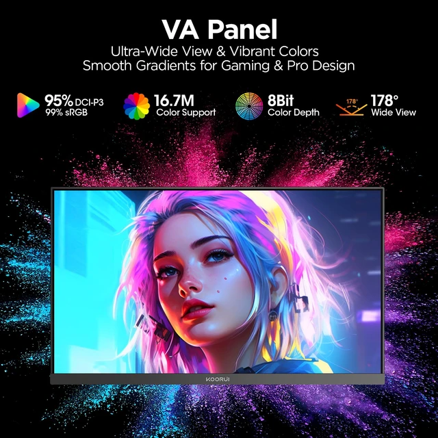 Alt view image 4 of 7 - 27" FHD 1080p Gaming Monitor 240Hz 1ms, FreeSync Premium, G-SYNC Compatible, 95% DCI-P3, DisplayPort 1.4, HDMI 2.0, VESA Mount, Tilt Adjustable, Black, GN02