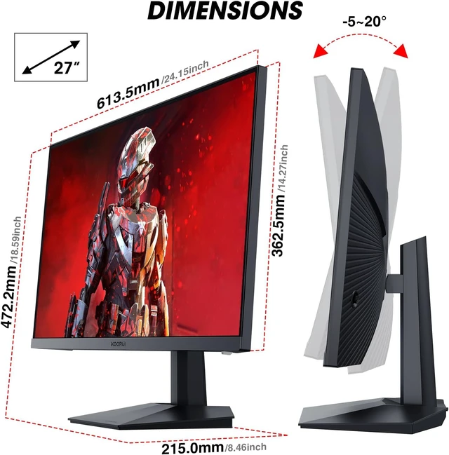 Alt view image 7 of 7 - 27" FHD 1080p Gaming Monitor 240Hz 1ms, FreeSync Premium, G-SYNC Compatible, 95% DCI-P3, DisplayPort 1.4, HDMI 2.0, VESA Mount, Tilt Adjustable, Black, GN02