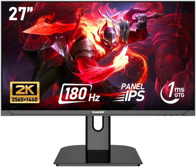Main image of 27 inch 2K QHD(2560×1440) PC Screen, 180Hz Gaming Monitor, 1ms Without Bezel, FreeSync,100% sRGB, 178° Wide Viewing Angle, HDMI2.0DisplayPort, 75 * 75MM Wall Mount Compatible - Black