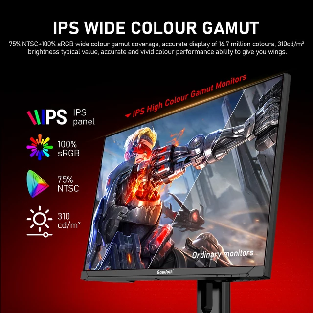 Alt view image 5 of 7 - 27 inch 2K QHD(2560×1440) PC Screen, 180Hz Gaming Monitor, 1ms Without Bezel, FreeSync,100% sRGB, 178° Wide Viewing Angle, HDMI2.0DisplayPort, 75 * 75MM Wall Mount Compatible - Black