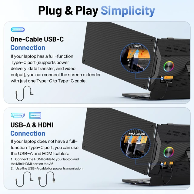 Alt view image 5 of 7 - Laptop Screen Extender, 14 FHD 1080P Portable Monitor for Laptop with 100% sRGB, Dual Screen Extender for Laptop 1317.3, Plug & Play External Monitor, Business Travel & Home Office