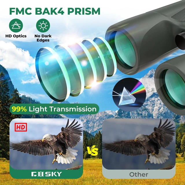 Alt view image 3 of 4 - 10X42 HD Binoculars for Adults with Phone Adapter, High Power Binoculars with BAK4 Prism and FMC Lens, Waterproof Binocular for Bird Watching Hunting Traveling Outdoor Sports