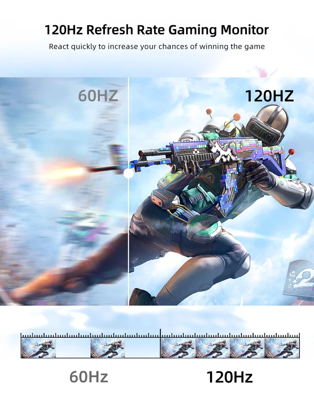 Alt view image 2 of 7 - Portable Monitor 18.5" 120HZ 125% sRGB Portable Laptop Monitor w/VESA & Stand, FreeSync HDR Gaming Monitor, 350Nits USB-C & MINI HDMI Travel Second Screen for Laptop, PC, Game Consoles