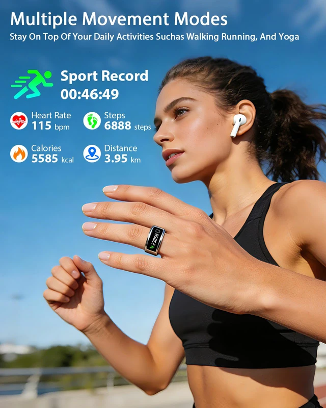 Alt view image 3 of 7 - LETLET Smart Ring for Women for Men,60 Health Metrics,Accurately Monitors Heart Rate,Blood Oxygen (SpO2),Sleep,Stress and Womens Health Metrics.Fitness Rings for Women,Ultra-Thin(Sliver, 12#)