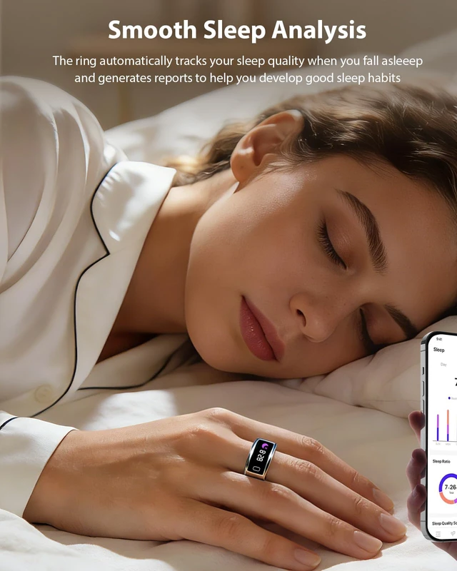 Alt view image 5 of 7 - LETLET Smart Ring for Women for Men,60 Health Metrics,Accurately Monitors Heart Rate,Blood Oxygen (SpO2),Sleep,Stress and Womens Health Metrics.Fitness Rings for Women,Ultra-Thin(Sliver, 12#)