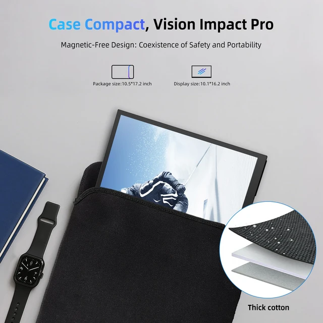 Alt view image 7 of 7 - Portable Monitor 18.5 | 120HZ 1ms Gaming Monitor | 125% sRGB | FreeSync, HDR | 350Nits | USB-C & MINI HDMI | VESA & Stand | Large Travel External Second Screen for Laptop, Computer, Game Consoles