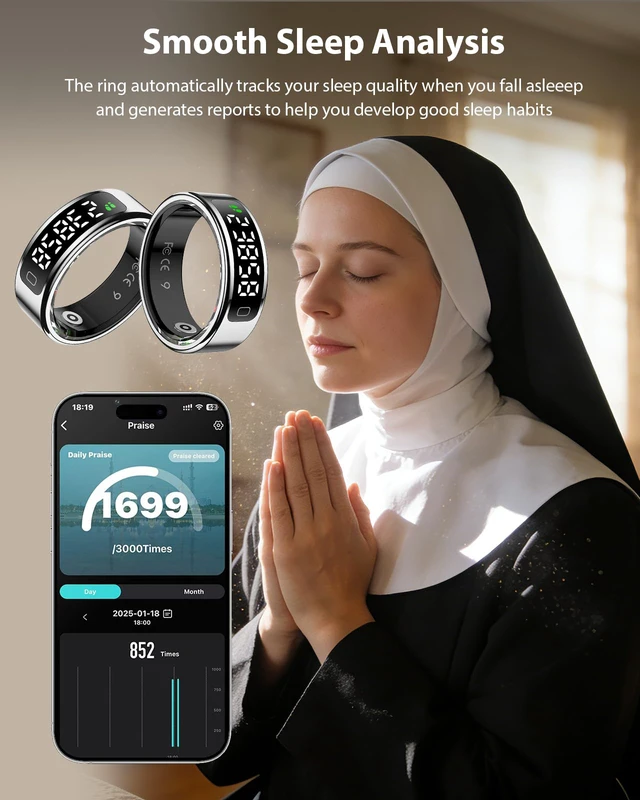 Alt view image 7 of 7 - LETLET Smart Ring for Women for Men,60 Health Metrics,Accurately Monitors Heart Rate,Blood Oxygen (SpO2),Sleep,Stress and Womens Health Metrics.Fitness Rings for Women,Ultra-Thin(Sliver, 12#)